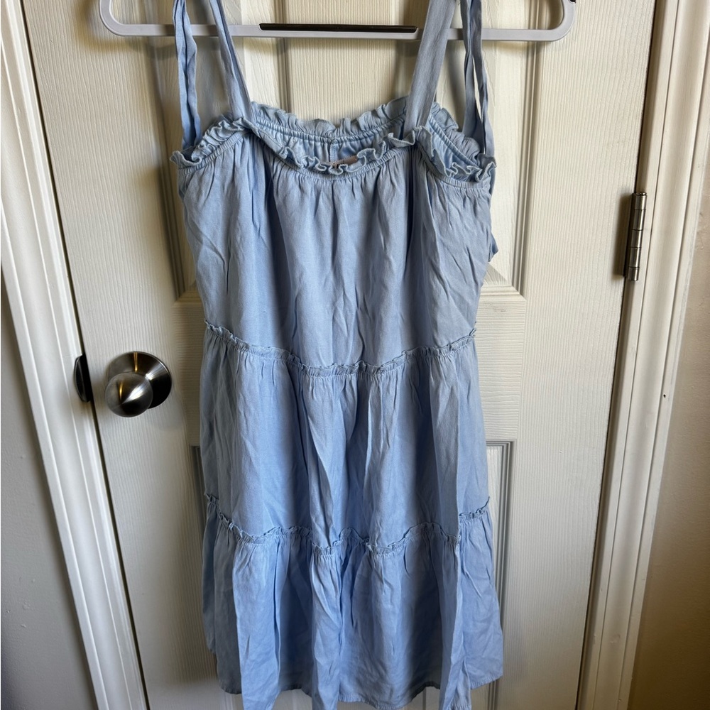 Boutique Light Blue Ruffled Dress